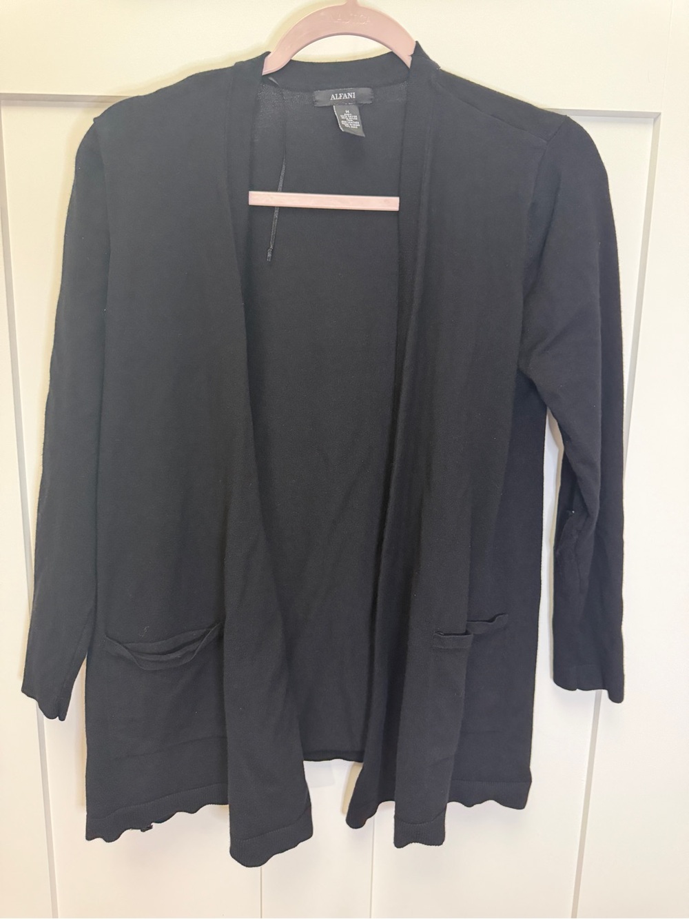 Alfani Black Open-Front Knit Cardigan with Pockets